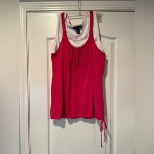 Style & Co Layered Tank Top, size L in pink and white